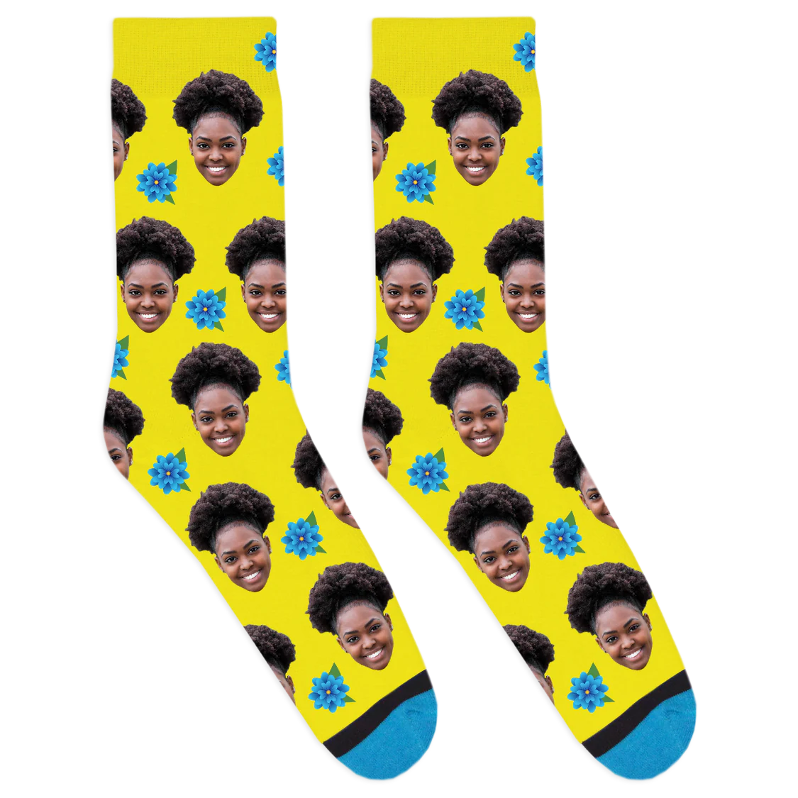 Custom Blue Flower Socks - Image 10