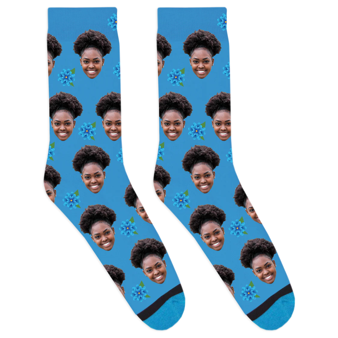 Custom Blue Flower Socks - Image 3