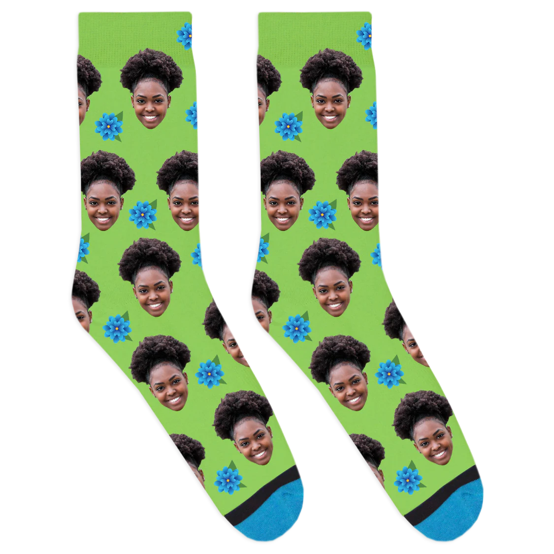 Custom Blue Flower Socks - Image 4