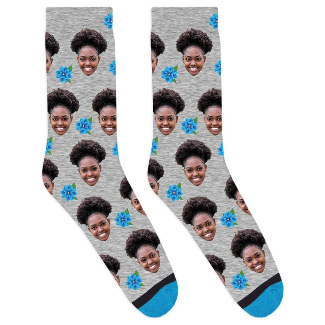 Custom Blue Flower Socks - Image 5