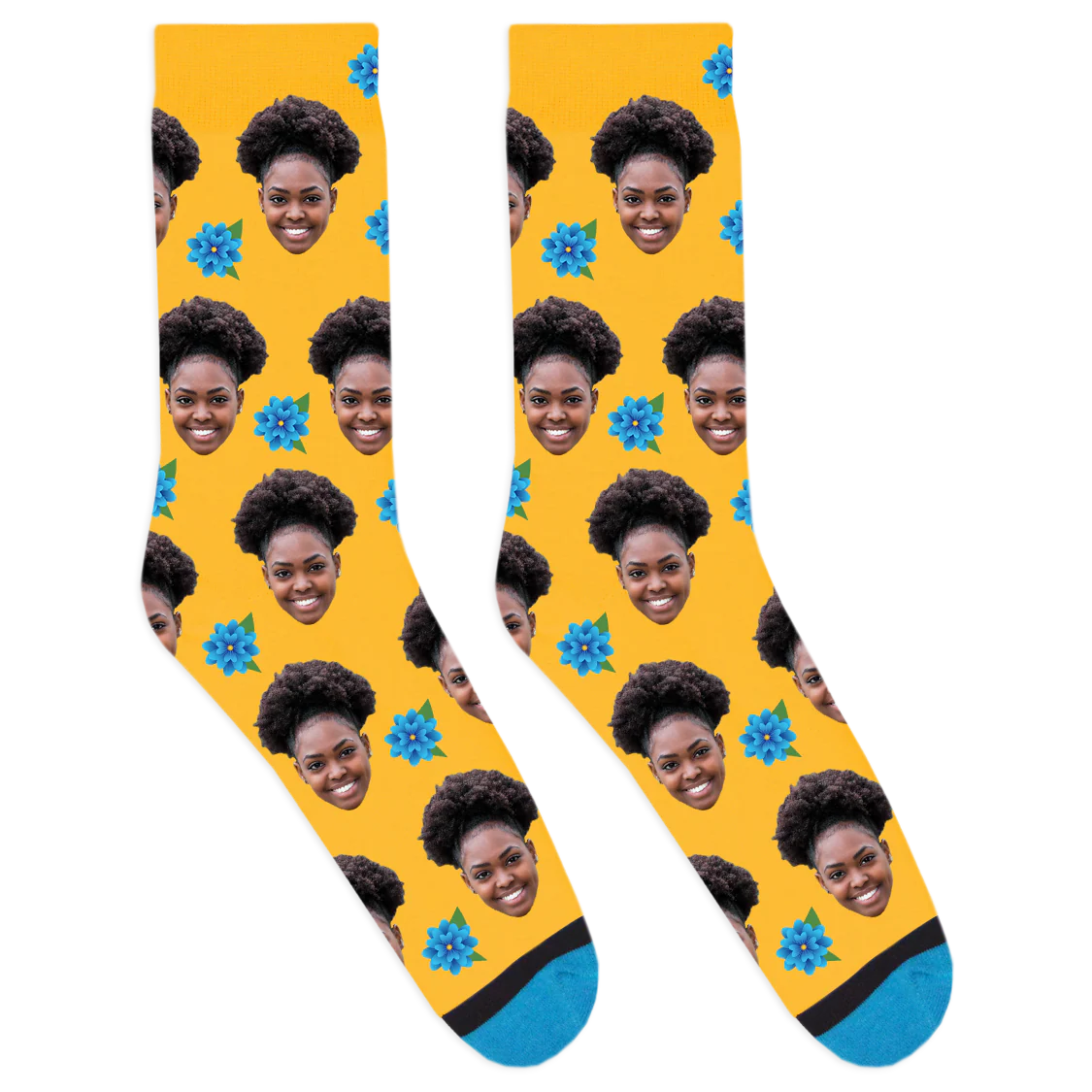 Custom Blue Flower Socks - Image 6
