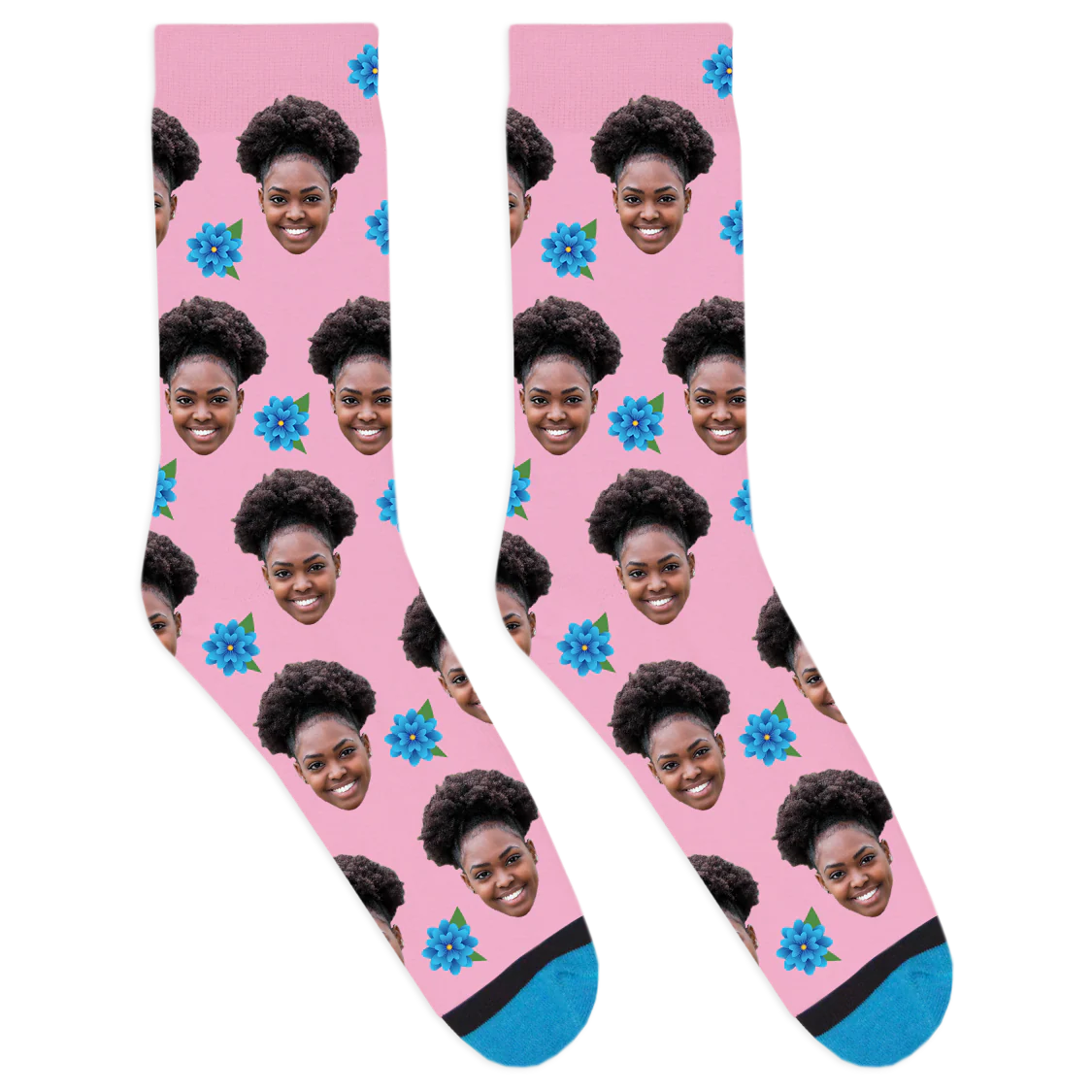 Custom Blue Flower Socks - Image 7