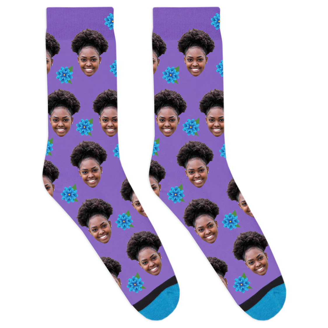 Custom Blue Flower Socks - Image 8