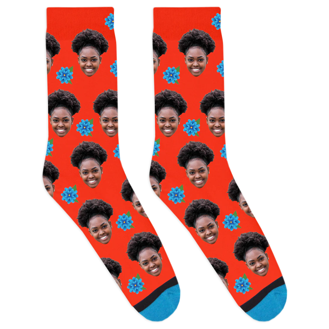 Custom Blue Flower Socks - Image 9