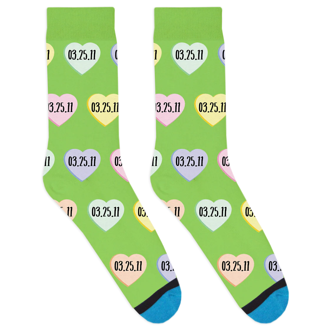 Custom Candy Heart Date Socks - Image 3
