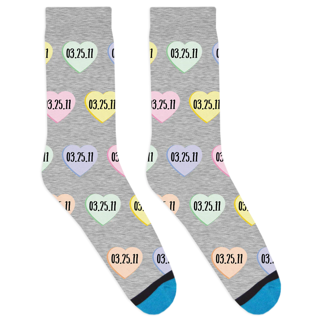 Custom Candy Heart Date Socks - Image 4
