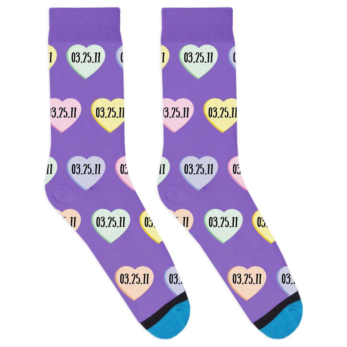 Custom Candy Heart Date Socks - Image 8