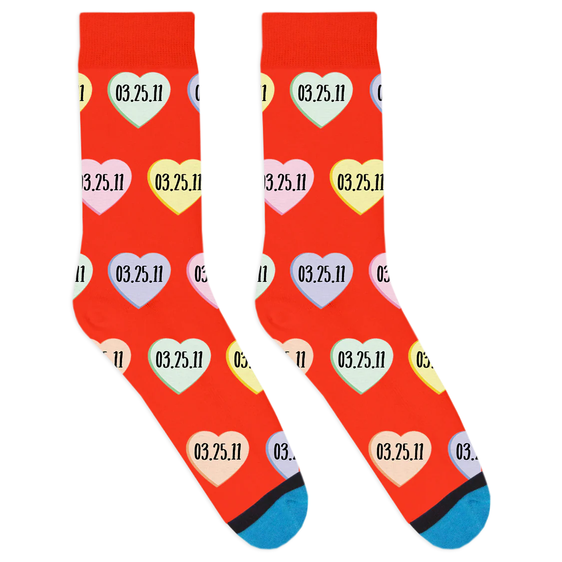 Custom Candy Heart Date Socks - Image 9