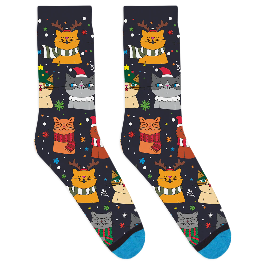 Cats with Christmas Hats Socks