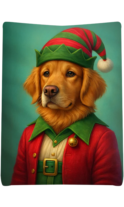 Custom Elf Pet Portrait Blanket