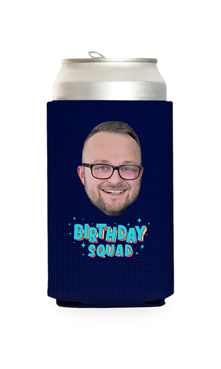 Custom Birthday Squad Blue Can Cooler - Image 3