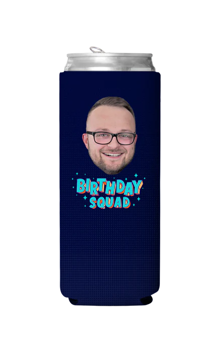 Custom Birthday Squad Blue Can Cooler - Image 6