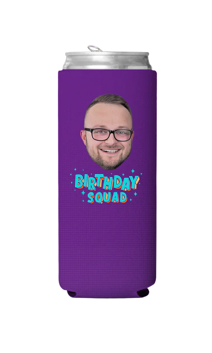 Custom Birthday Squad Blue Can Cooler - Image 7