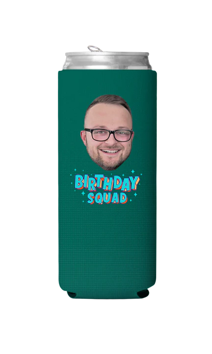 Custom Birthday Squad Blue Can Cooler - Image 8