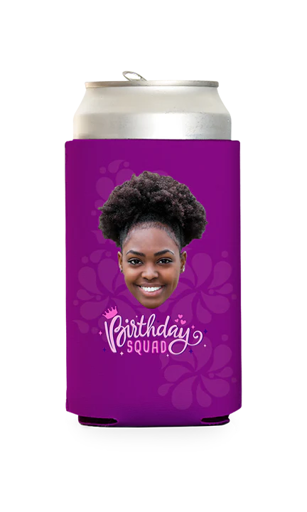 Custom Birthday Squad Pink Can Cooler - Image 3