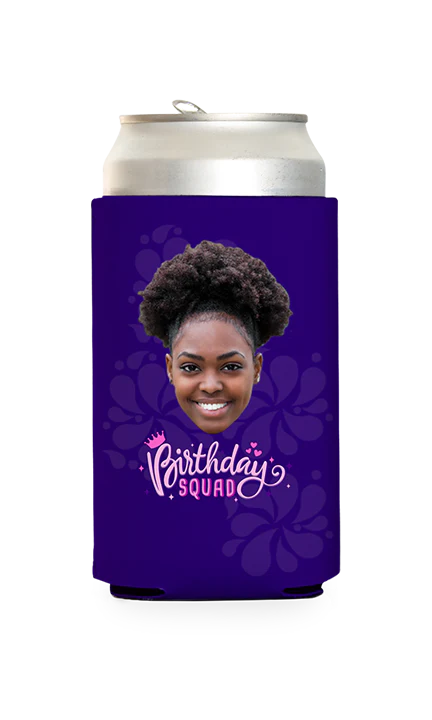 Custom Birthday Squad Pink Can Cooler - Image 4