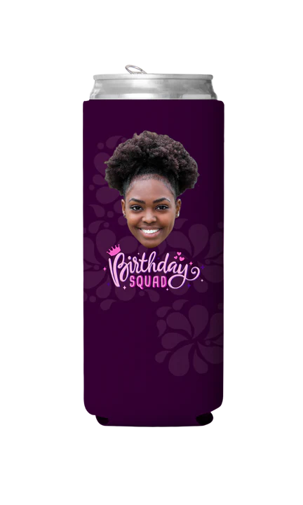 Custom Birthday Squad Pink Can Cooler - Image 5