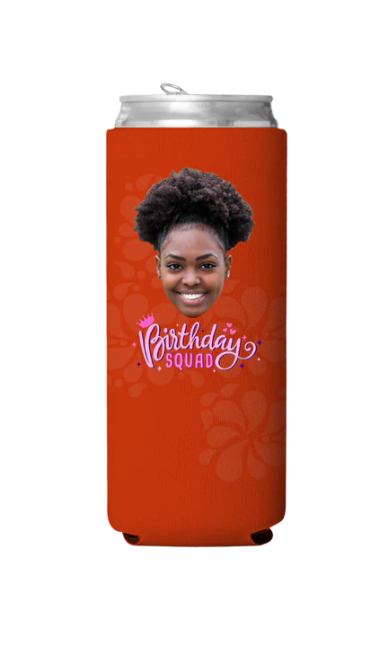 Custom Birthday Squad Pink Can Cooler - Image 6