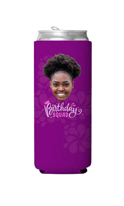 Custom Birthday Squad Pink Can Cooler - Image 7