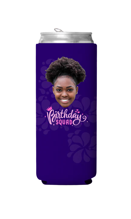 Custom Birthday Squad Pink Can Cooler - Image 8