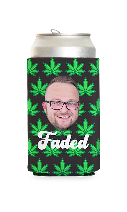 Custom Faded Weed Can Cooler