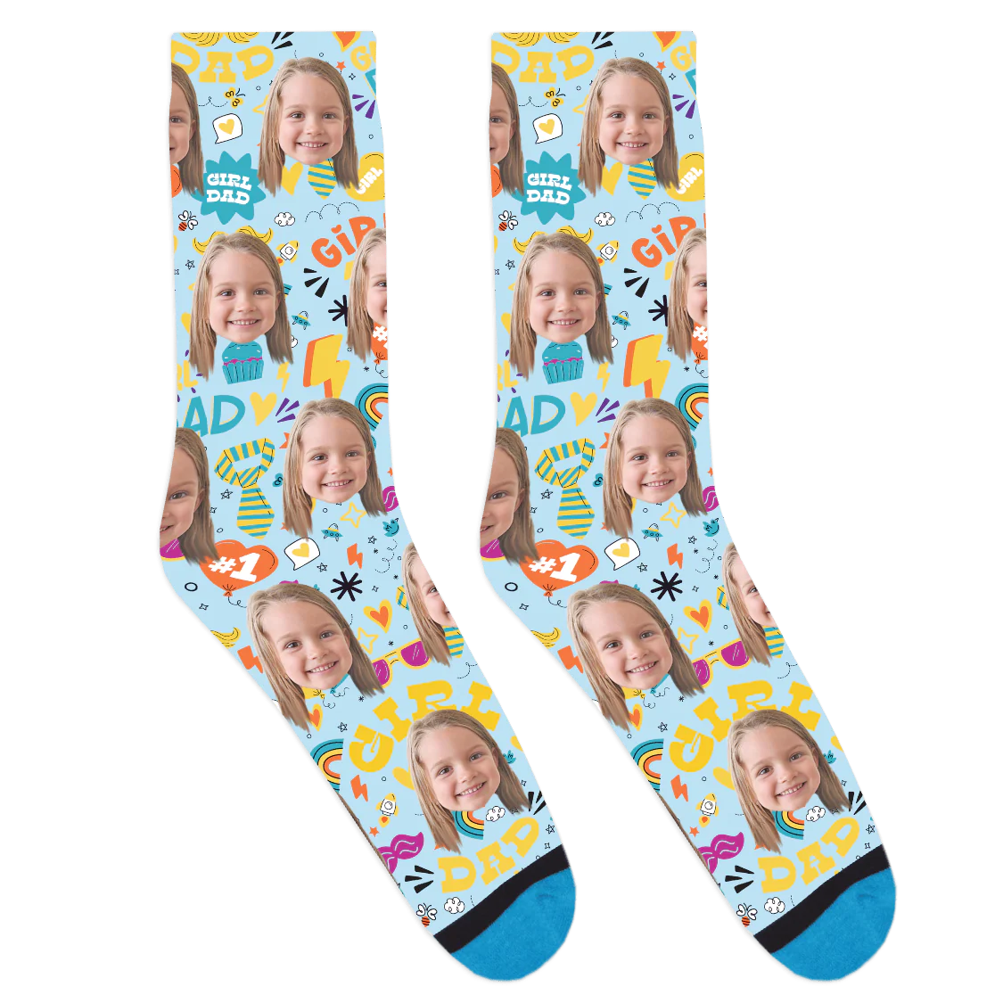 Custom Girl Dad Pattern Socks - Image 2