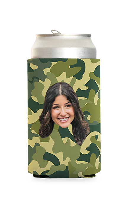 Custom Green Camo Can Cooler