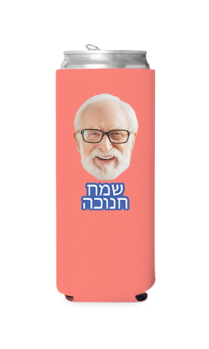 Custom Happy Hanukkah (Hebrew) Can Cooler - Image 2