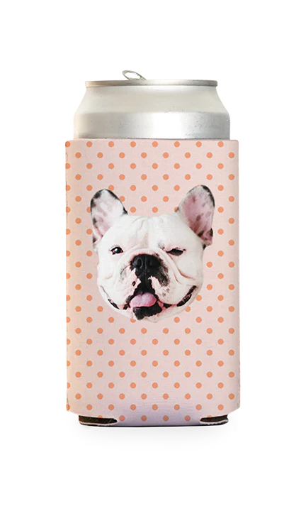 Custom Pink & Gold Polka Dots Can Cooler