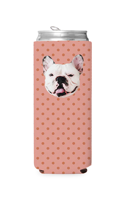 Custom Pink & Gold Polka Dots Can Cooler - Image 2