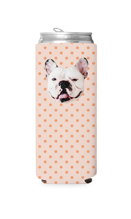 Custom Pink & Gold Polka Dots Can Cooler - Image 3