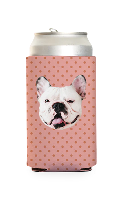 Custom Pink & Gold Polka Dots Can Cooler - Image 4