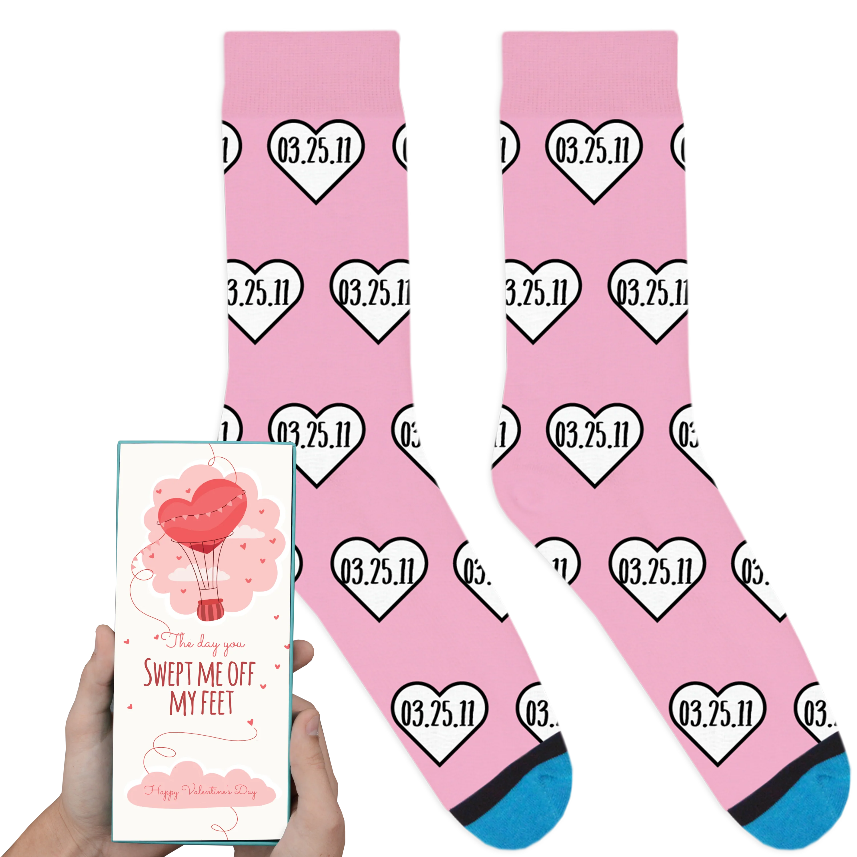 Custom Date Heart Socks: The Day You Swept Me Off My Feet - Image 3