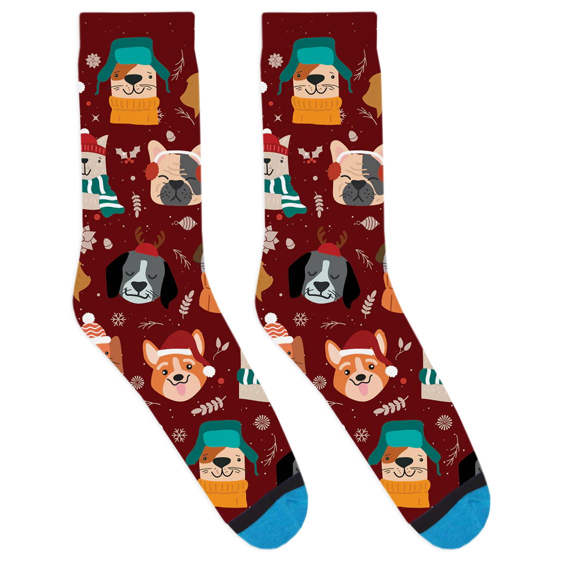 Dogs with Christmas Hats Socks