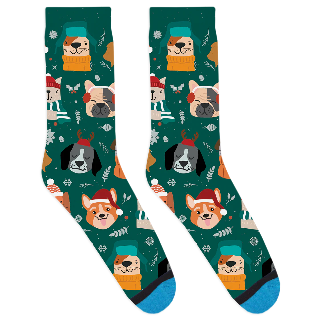 Dogs with Christmas Hats Socks - Image 2