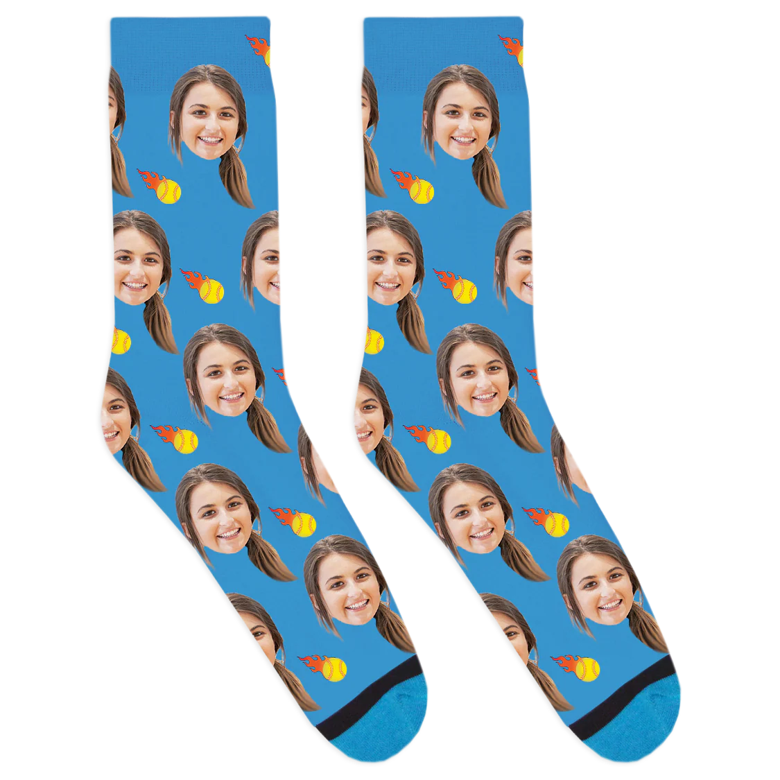 Custom Flaming Softball Socks - Image 3
