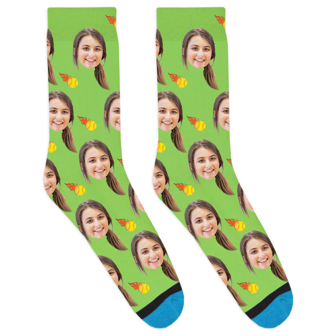 Custom Flaming Softball Socks - Image 4
