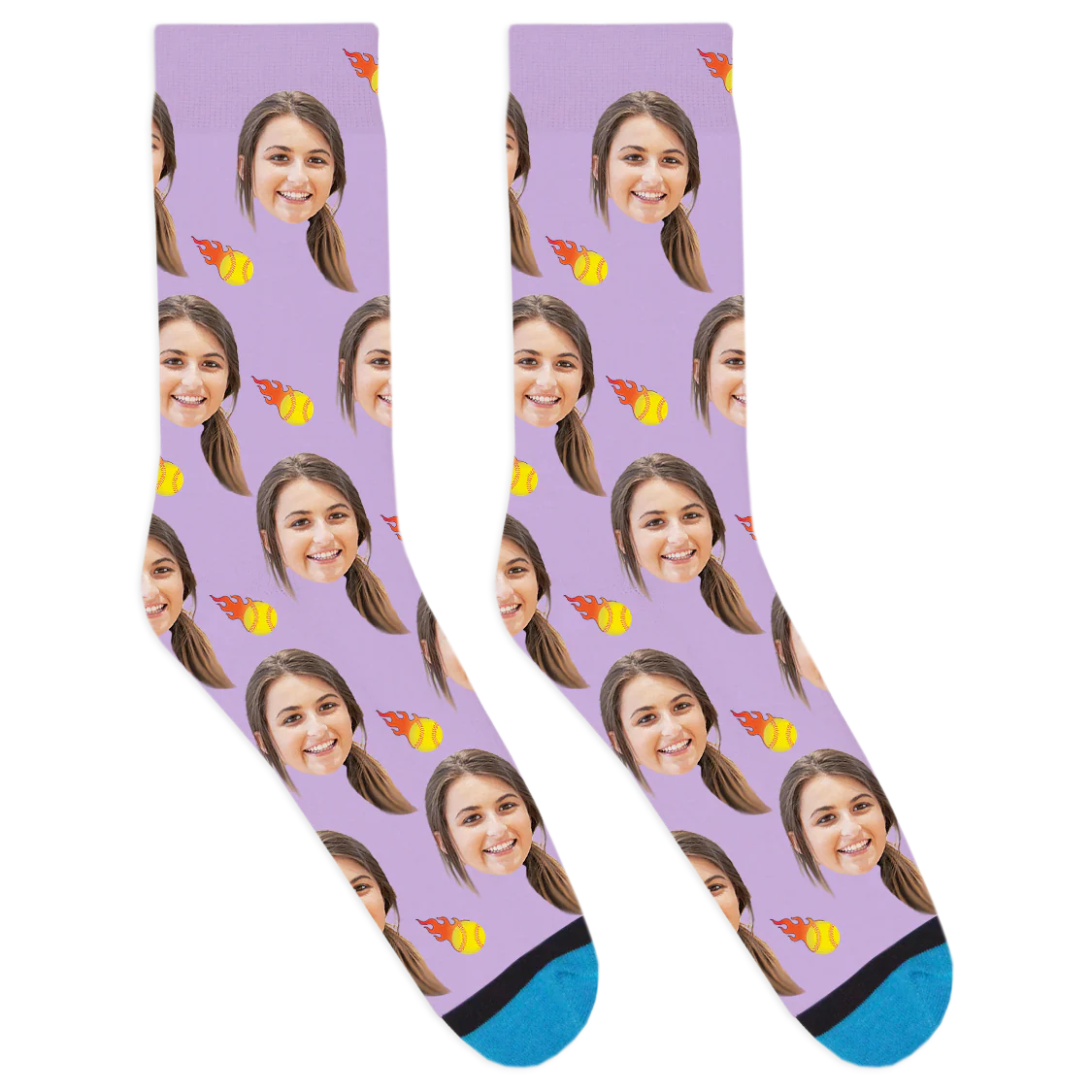 Custom Flaming Softball Socks - Image 6