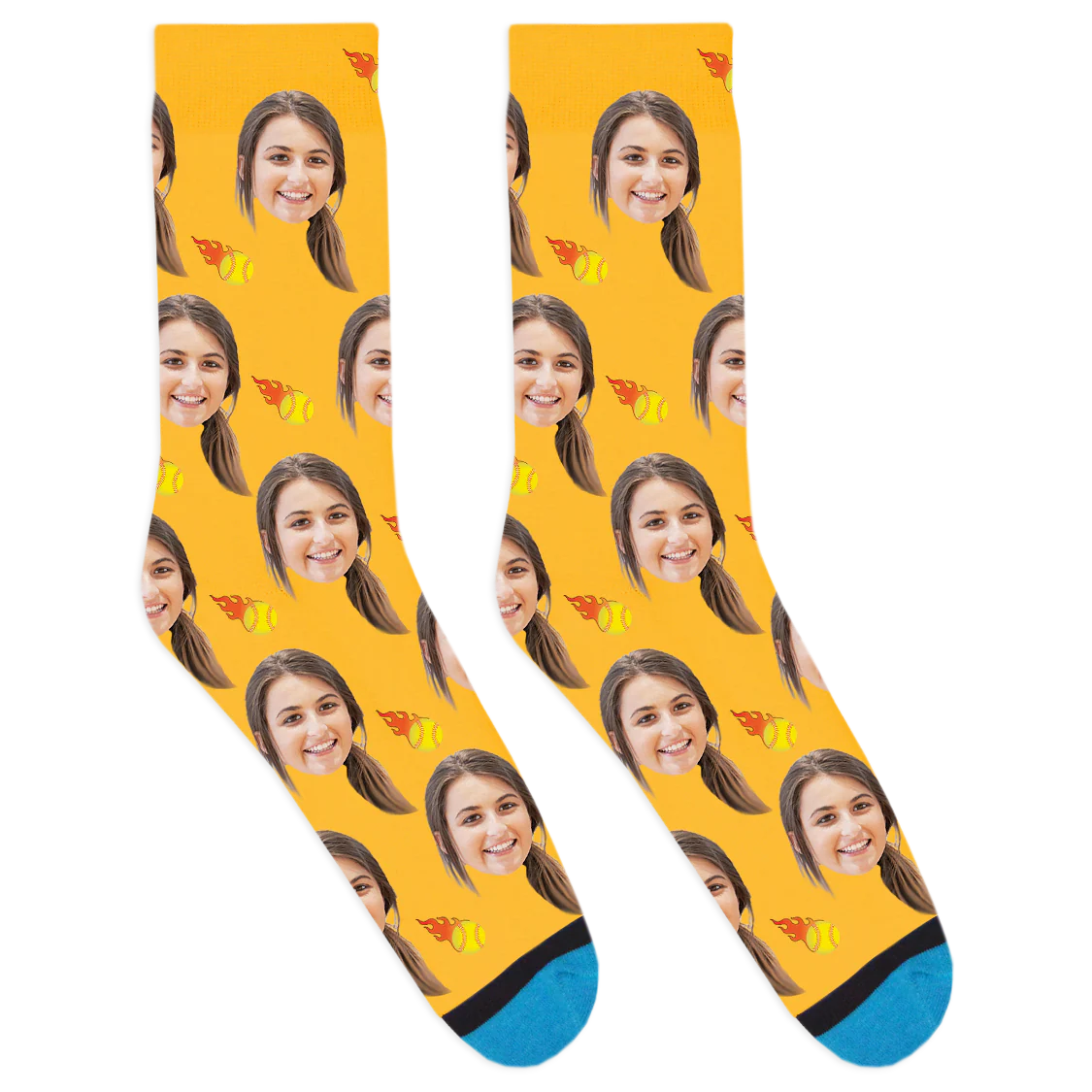 Custom Flaming Softball Socks - Image 7