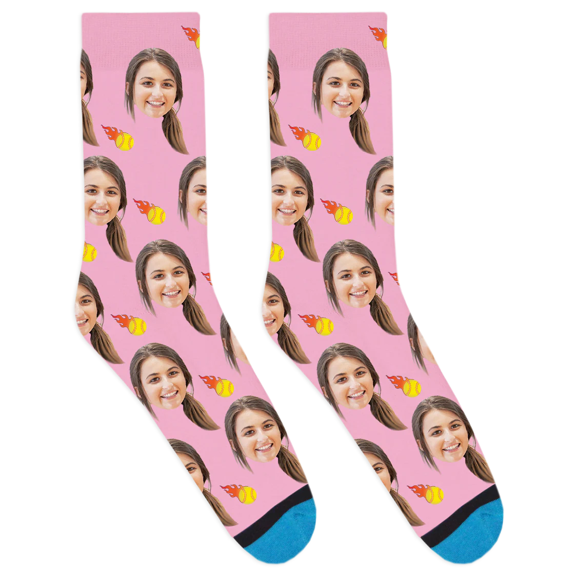 Custom Flaming Softball Socks - Image 8