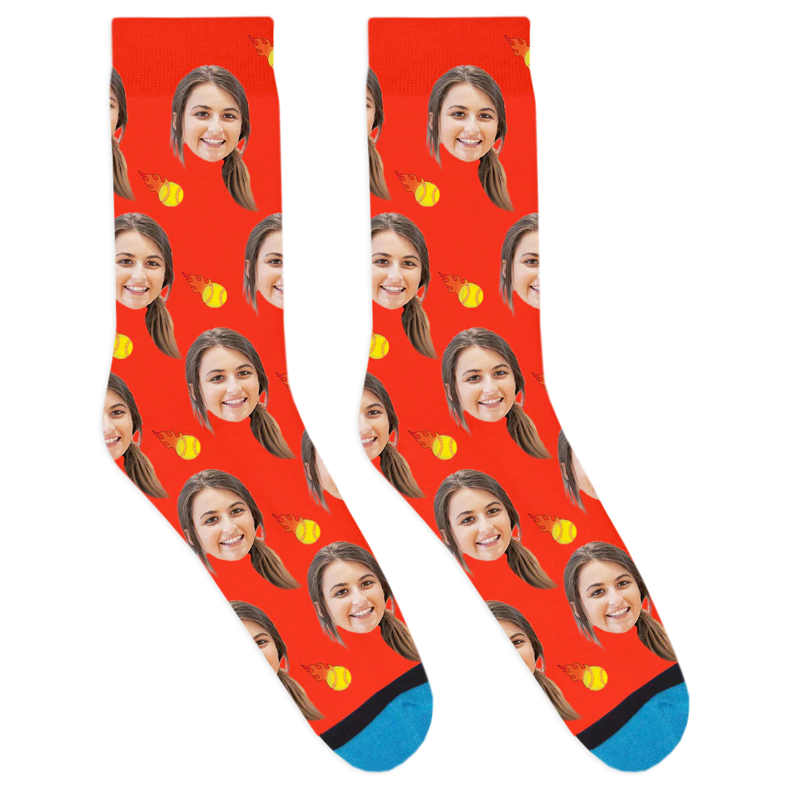 Custom Flaming Softball Socks - Image 9