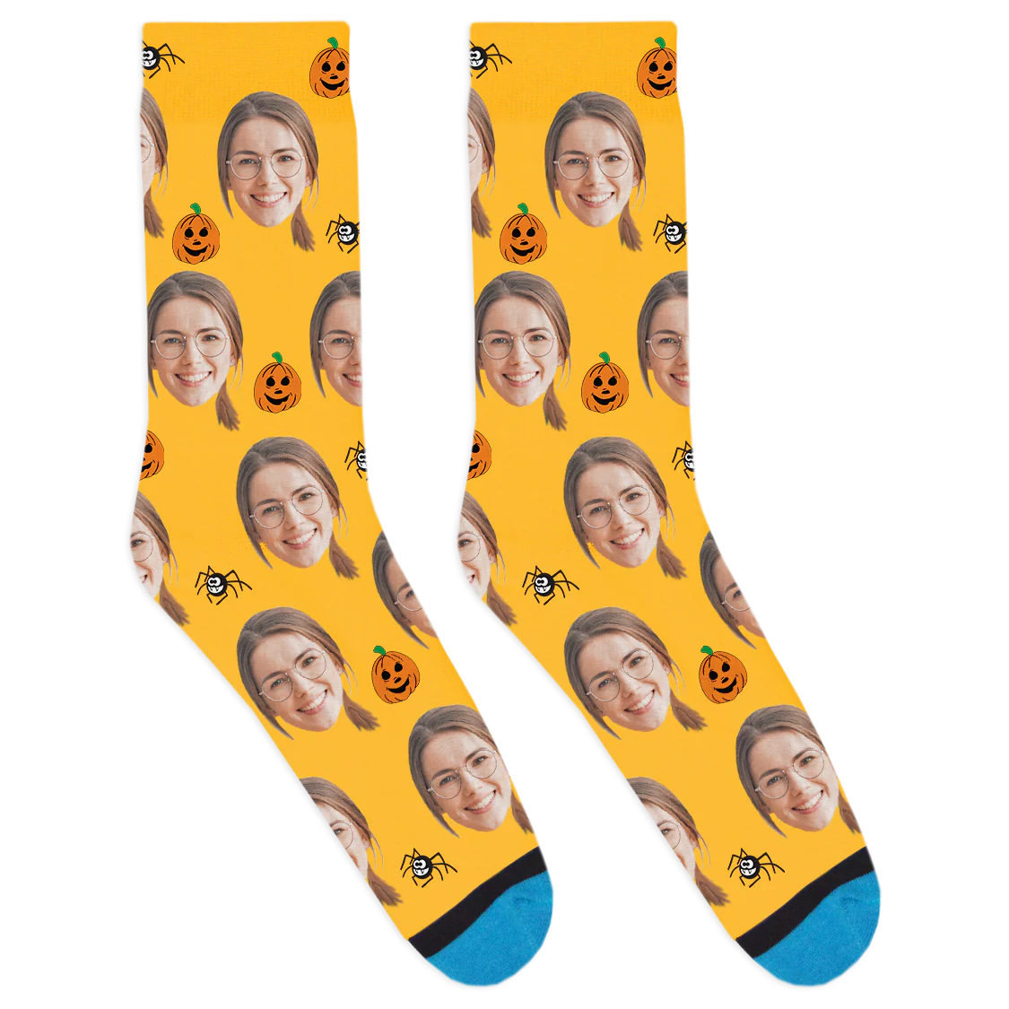Custom Pumpkins and Spiders Socks - Image 4