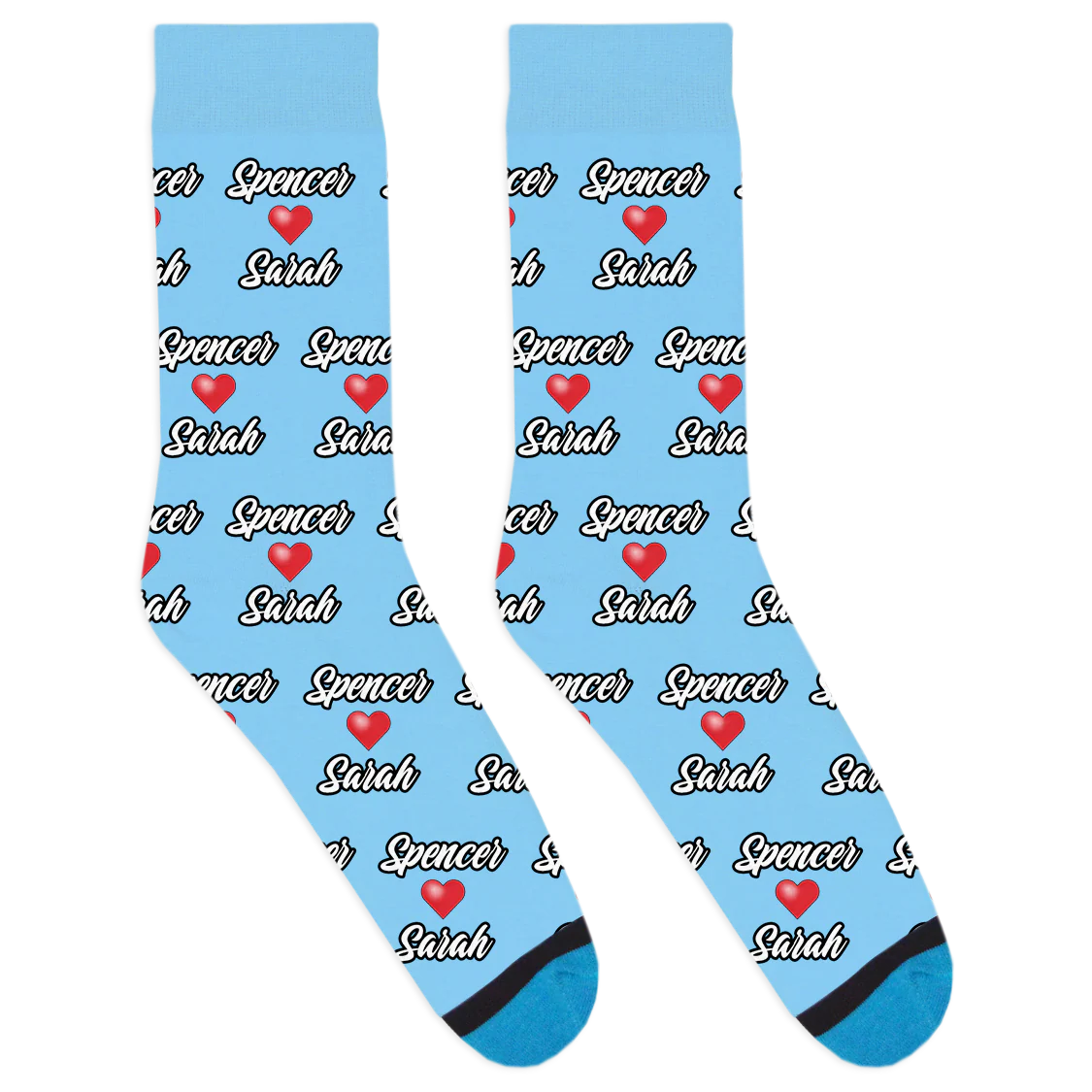 Custom Two Name Heart Socks - Image 4