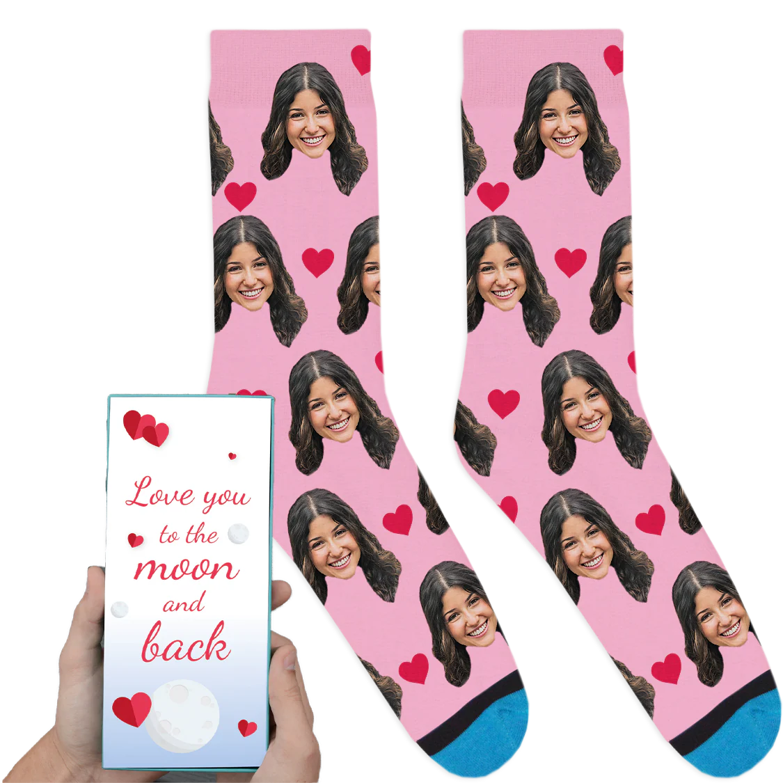 Custom Valentines Socks: Love You To The Moon And Back