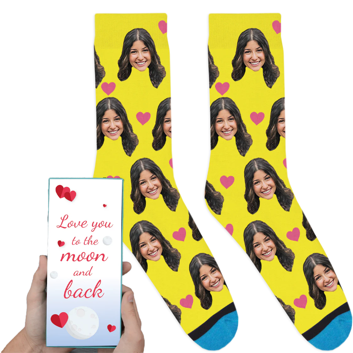 Custom Valentines Socks: Love You To The Moon And Back - Image 10