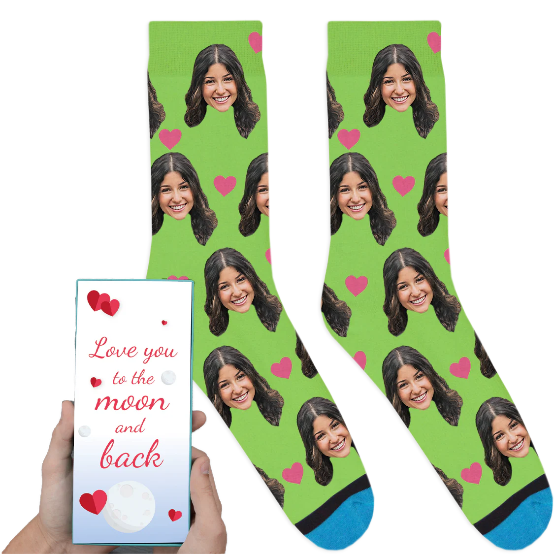 Custom Valentines Socks: Love You To The Moon And Back - Image 4