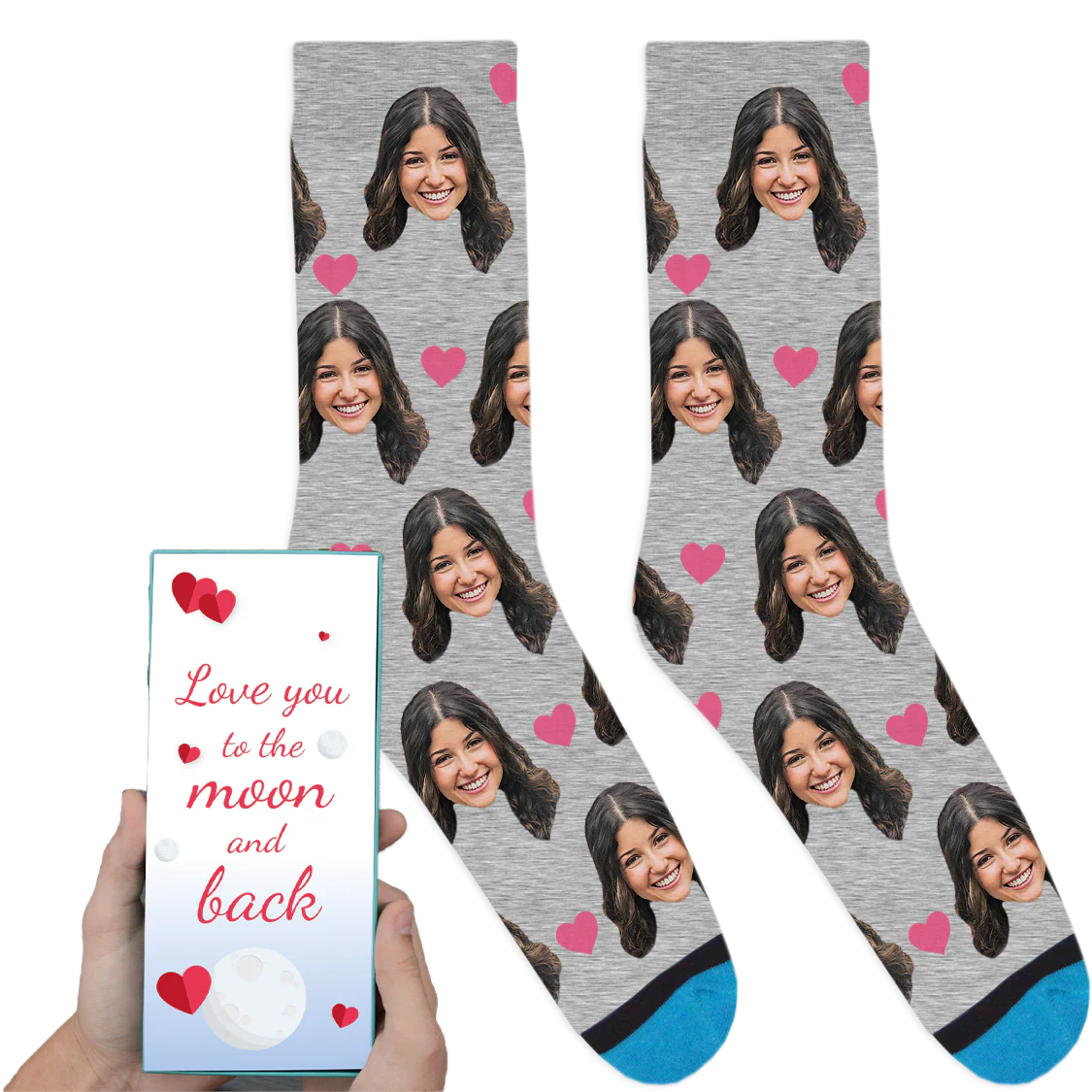 Custom Valentines Socks: Love You To The Moon And Back - Image 5