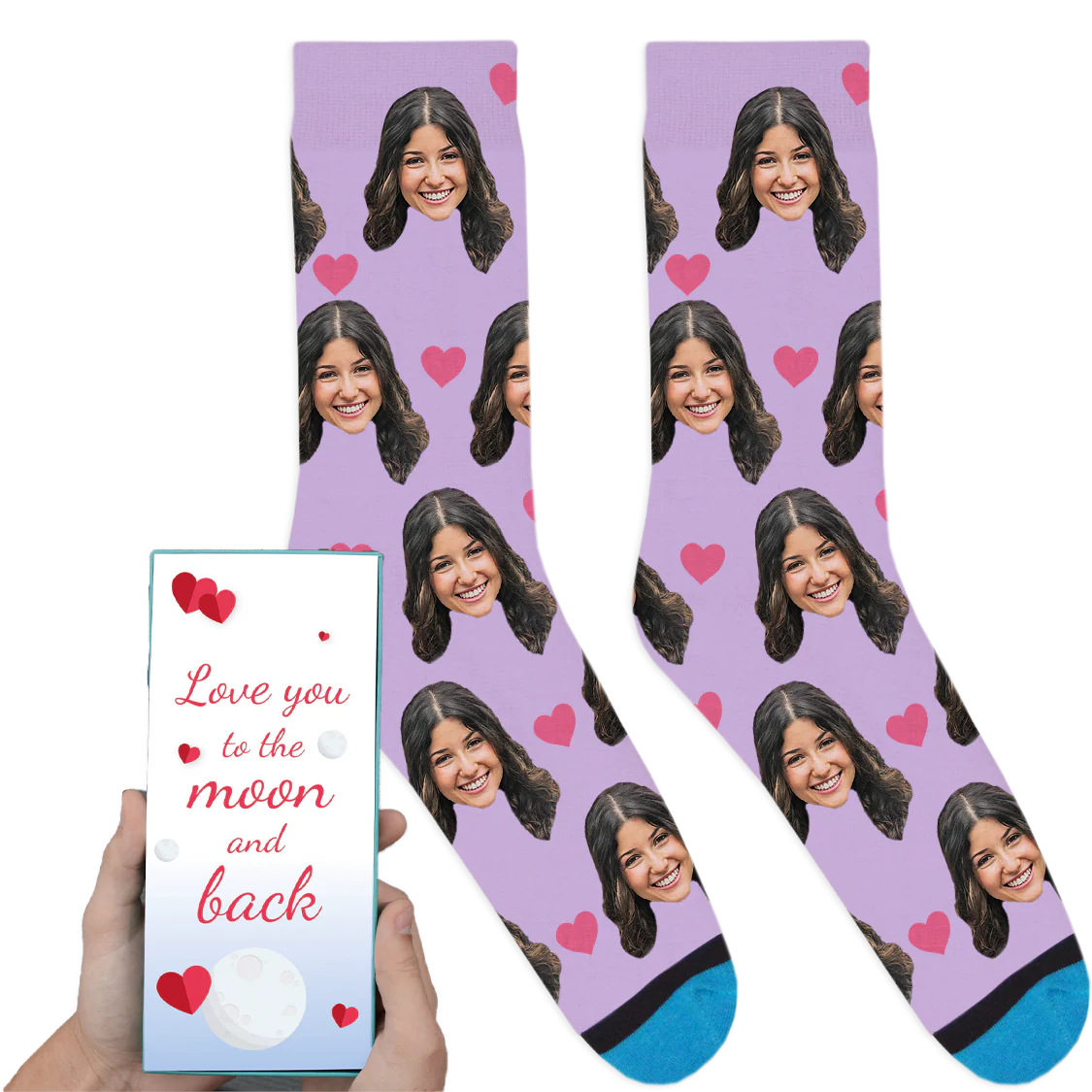 Custom Valentines Socks: Love You To The Moon And Back - Image 6