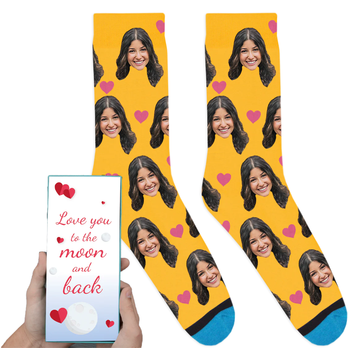 Custom Valentines Socks: Love You To The Moon And Back - Image 7