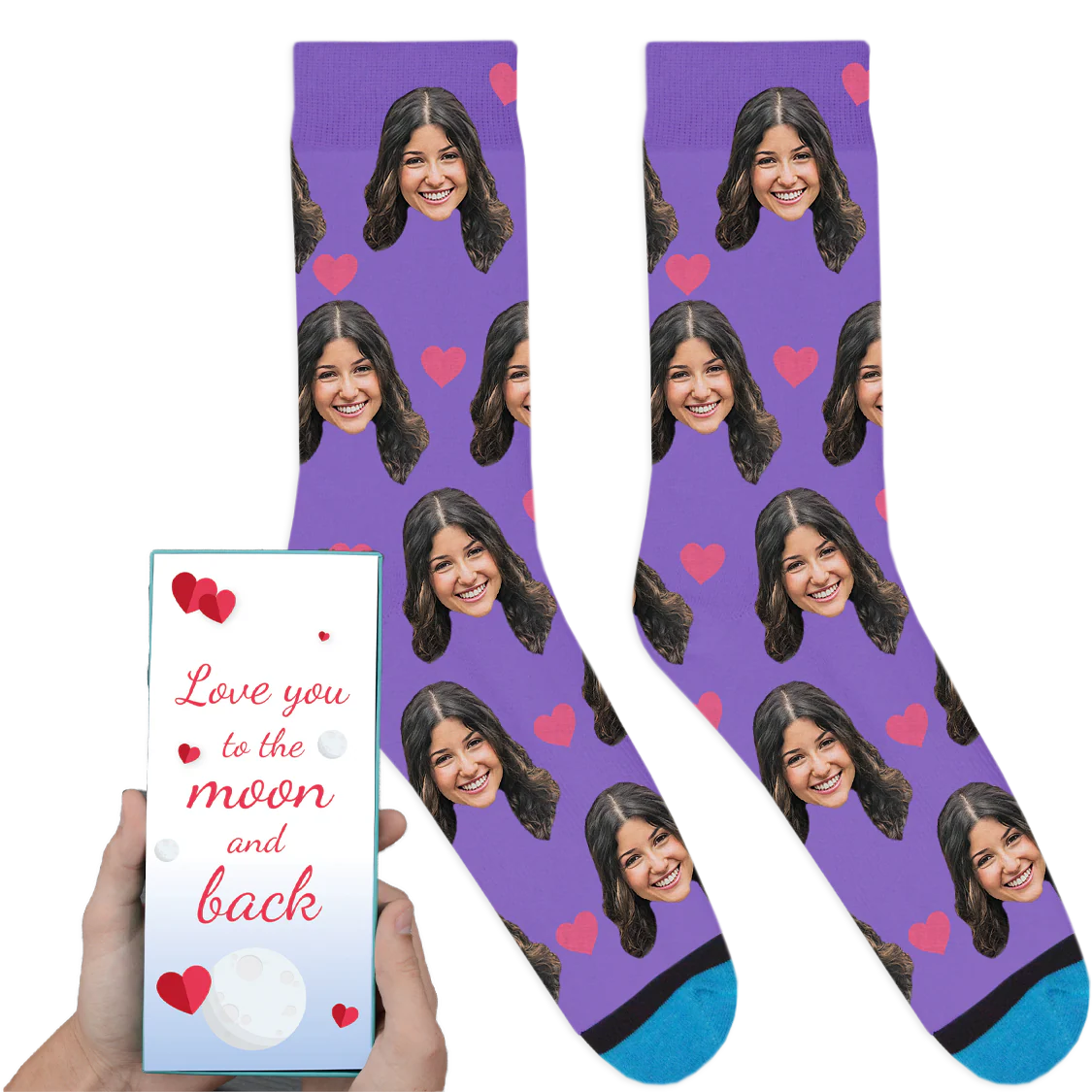 Custom Valentines Socks: Love You To The Moon And Back - Image 8
